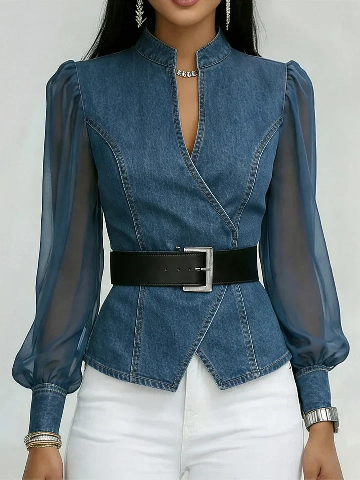 Séraphine – Elegante, taillierte Bluse mit raffiniertem Gürtel