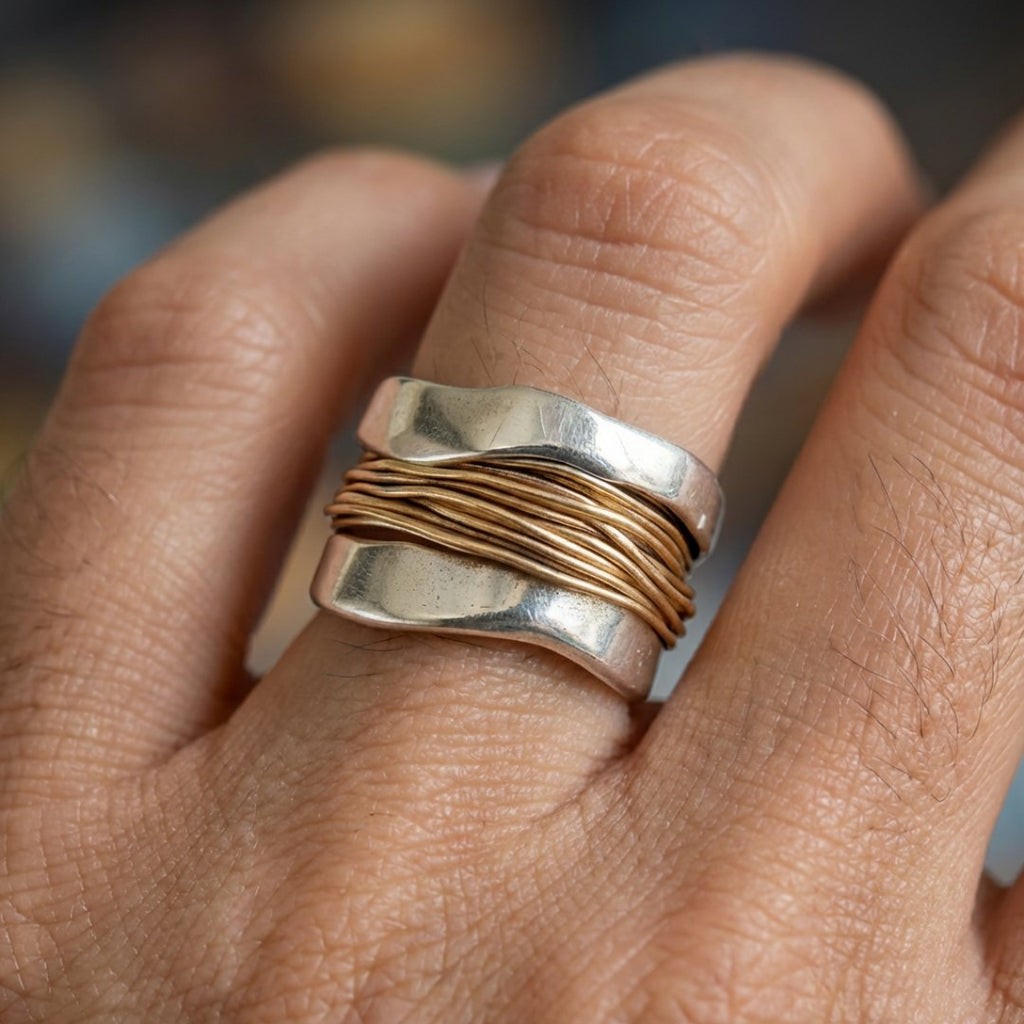 Vintage-Ring aus vergoldetem Silberdraht
