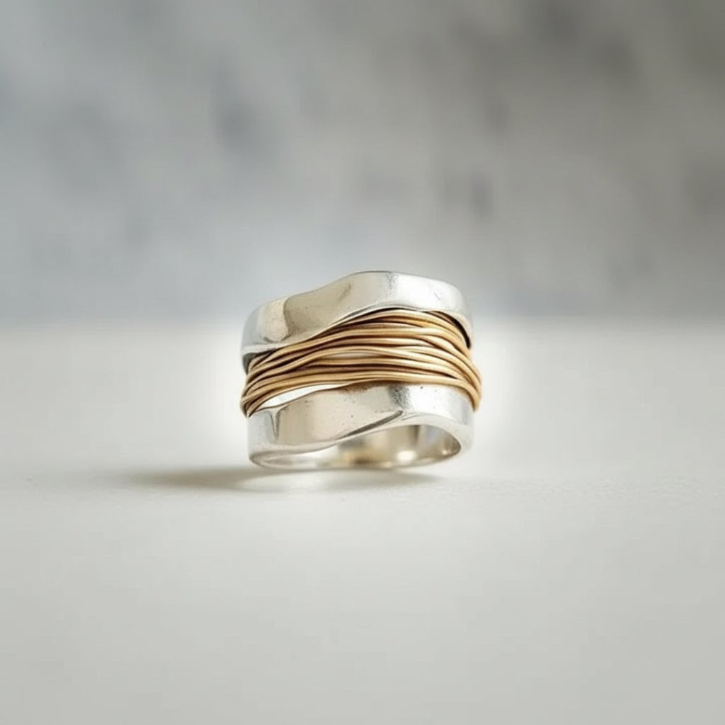 Vintage-Ring aus vergoldetem Silberdraht