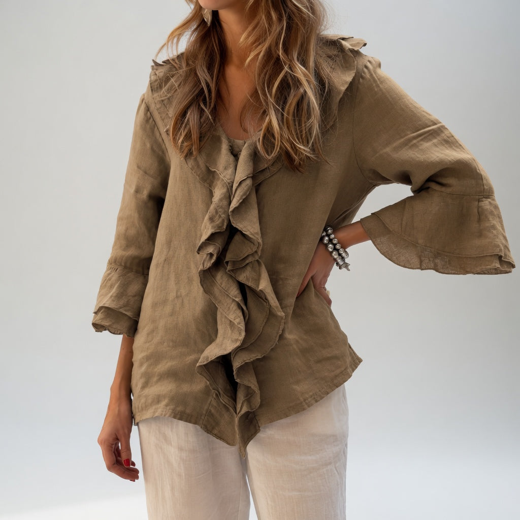 Apolline – Fließende Bluse mit elegantem Rüschenkragen