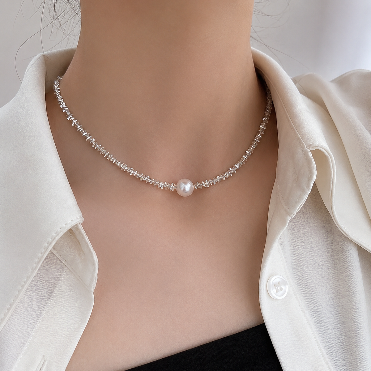 Exquisite Perlenkette in Weißgold