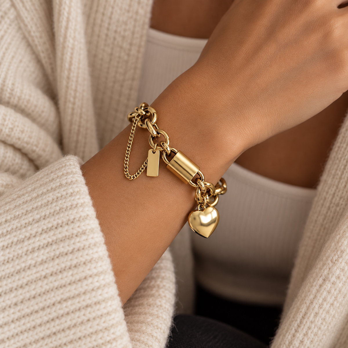 Heart Lock Armband – Edelstahl