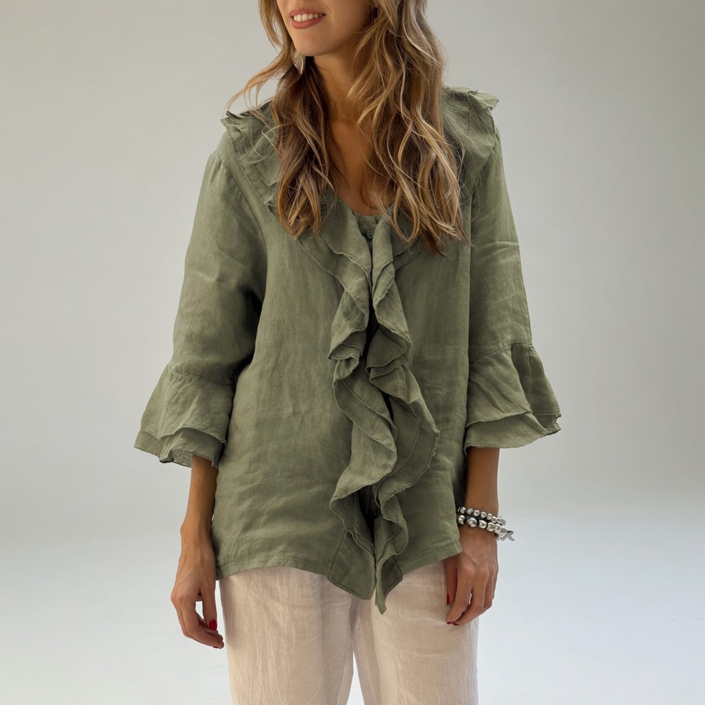 Apolline – Fließende Bluse mit elegantem Rüschenkragen