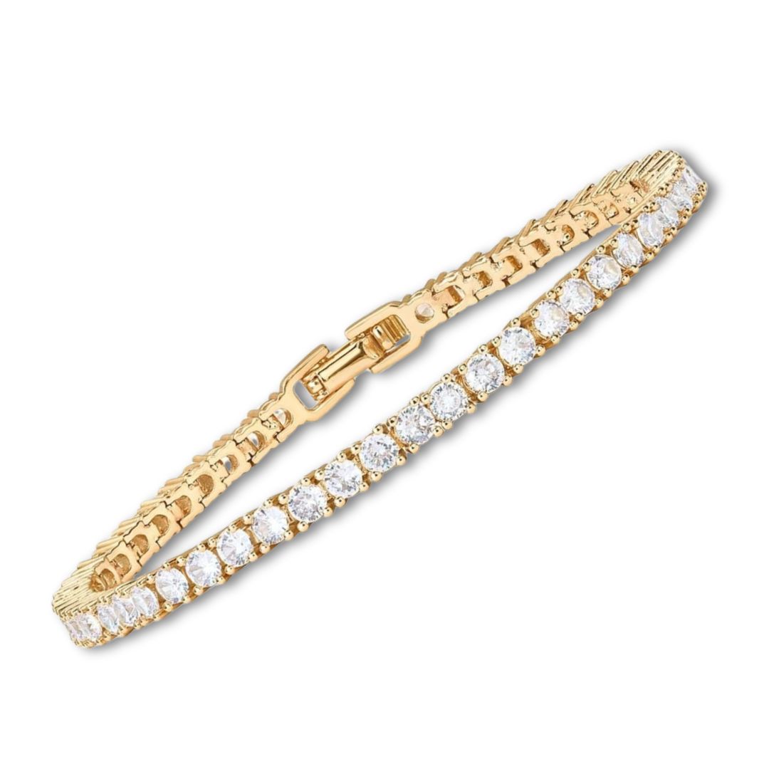 Goldenes Tennisarmband mit Moissanit