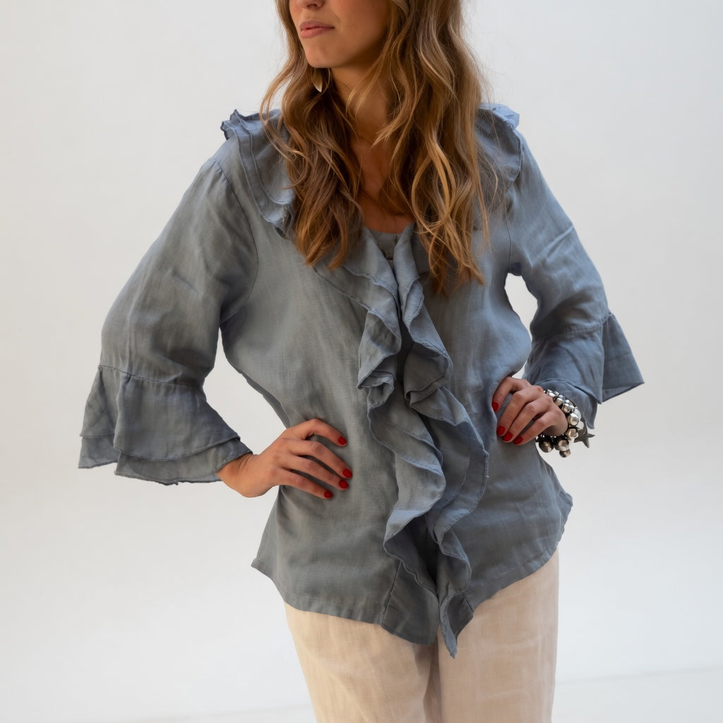 Apolline – Fließende Bluse mit elegantem Rüschenkragen