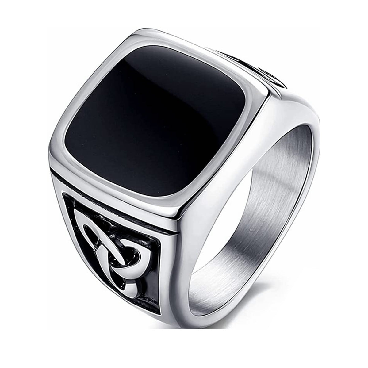 Schwarzer Onyx-Signet-Ring