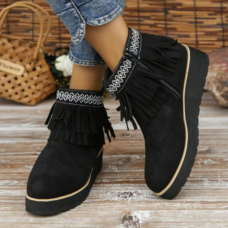 Vintage-Stiefel mit Fransen