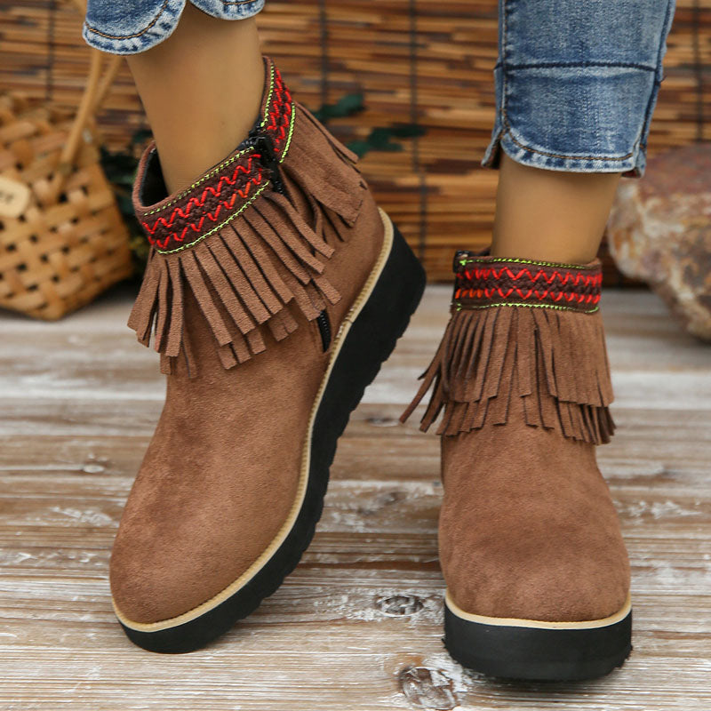 Vintage-Stiefel mit Fransen