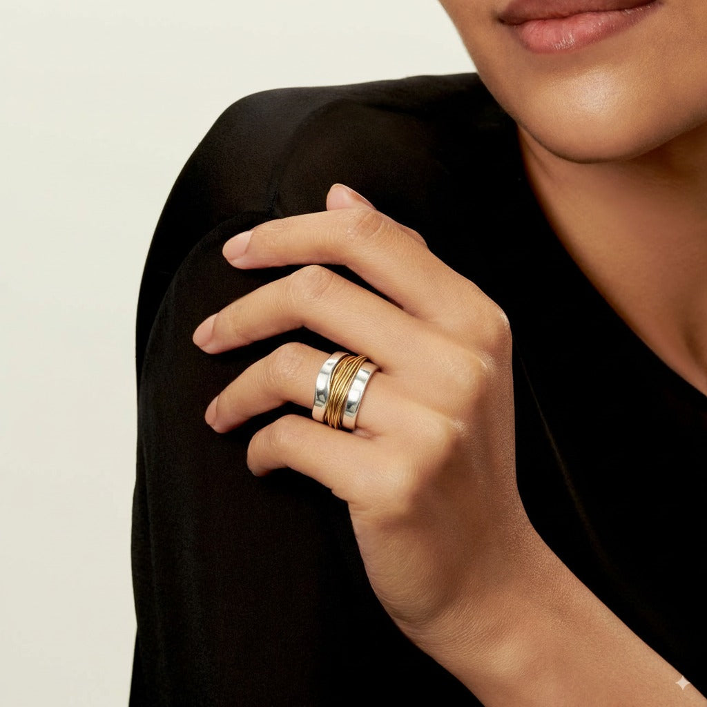 Vintage-Ring aus vergoldetem Silberdraht