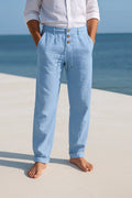 Matteo Leichte Sommerhosen aus Leinen – Blau