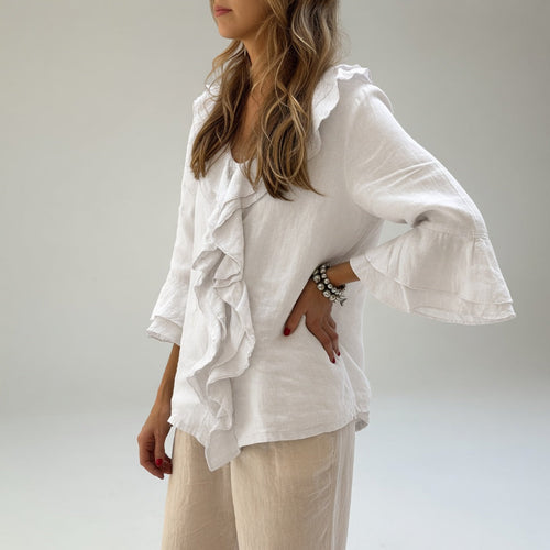 Apolline – Fließende Bluse mit elegantem Rüschenkragen