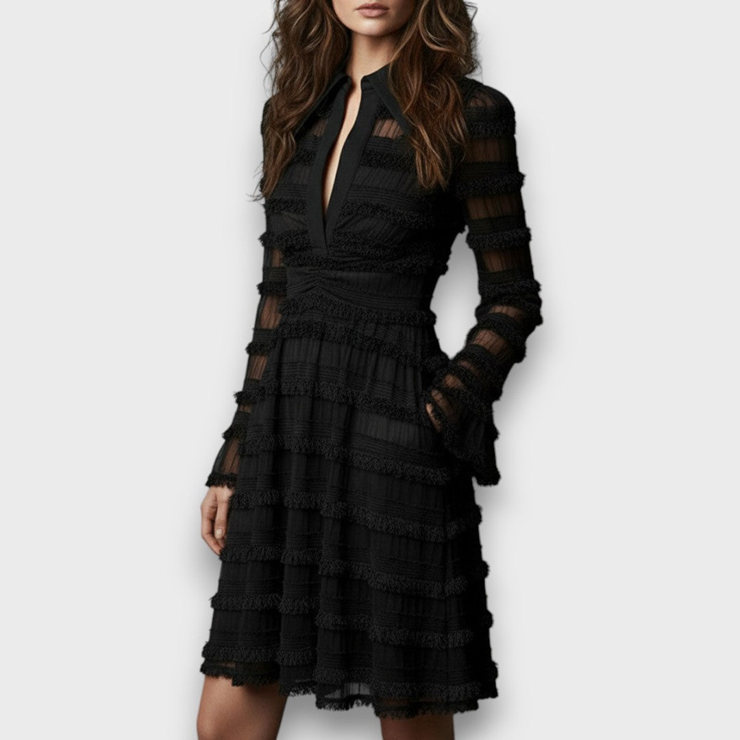 Parisa – Midi-Kleid mit transparenten Fransen