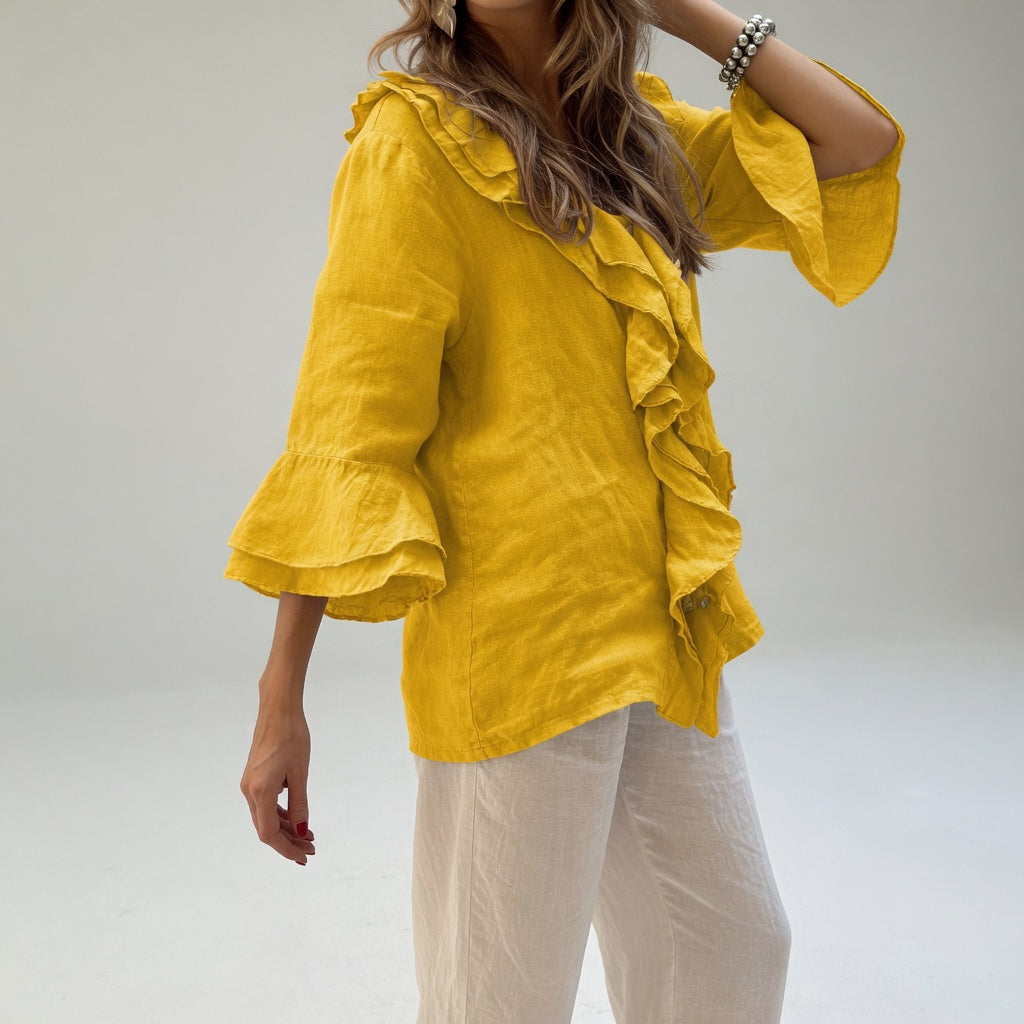 Apolline – Fließende Bluse mit elegantem Rüschenkragen
