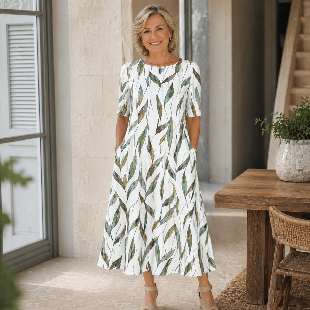 Sarah Midi-Kleid mit Blumenmuster