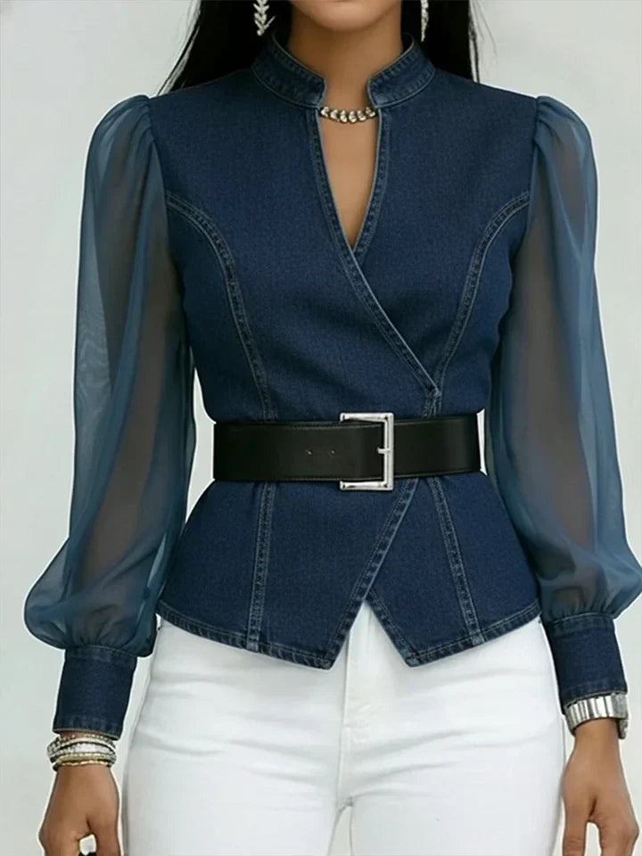 Séraphine – Elegante, taillierte Bluse mit raffiniertem Gürtel