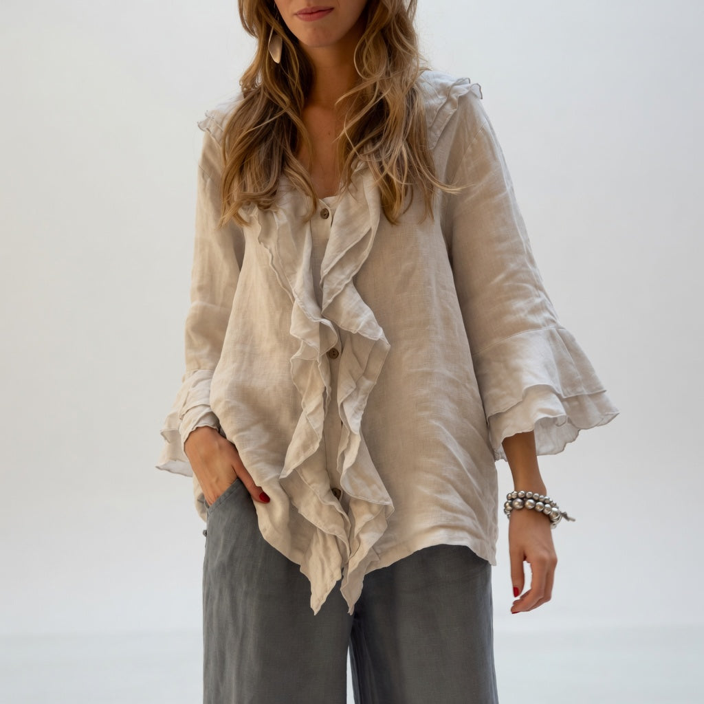 Apolline – Fließende Bluse mit elegantem Rüschenkragen